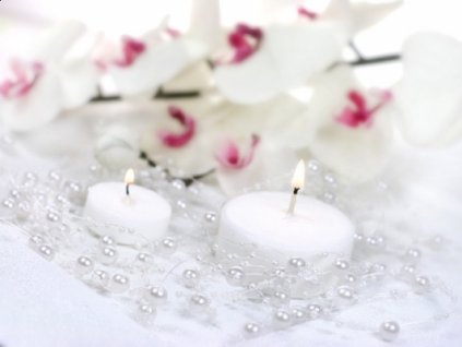 Perličky na silikonu bílé 1,3 m 5 ks - perličková girlanda na svatební výzdobu