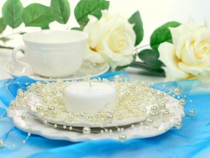 Perličky na silikonu ivory 1,3 m 5 ks - perličková girlanda na svatební výzdobu