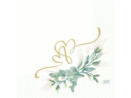 Ubrousky 50 ks Tissue 33 x 33 cm Love Hearts 3-vrs - třívrstvé papírové ubrousky na slavnostní svatební tabuli