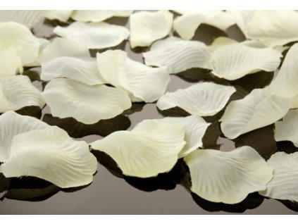 Plátky růží jemně ivory - dekorační textilní plátky ivory růží na svatební výzdobu