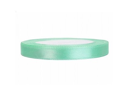 Stuha saténová mátová 6 mm x 25 m - dekorační stuhy 0,6 cm x 25 m na svatební vývazky