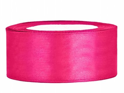 Stuha saténová sytě růžová 25 mm x 25 m - sytě růžové saténové široké dekorační stuhy 2,5 cm x 25 m na svatební výzdobu