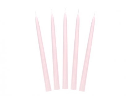 Kónické svíčky jemně světle růžové 10 ks - svíčky na slavnostní svatební stůl