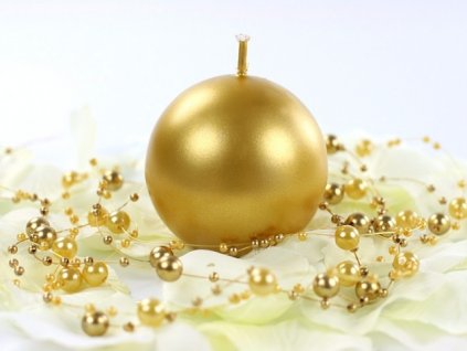 Svíčka koule zlatá perleťová  60 mm - svíčky na slavnostní svatební stůl