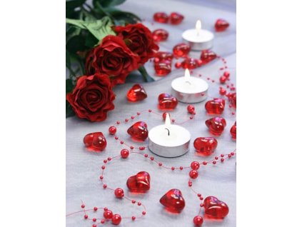 Dekorační srdíčka rudá 30 ks - dekorace červená srdce na svatební tabuli