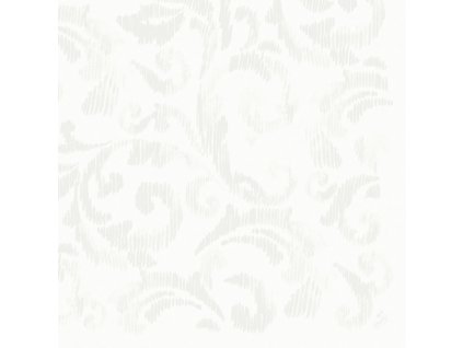 Ubrousek Dunilin WOW Saphira 40 cm x 40 cm bílý 45 ks - bílé ubrousky s ornamentem na slavnostní svatební tabuli
