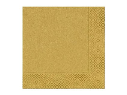 Papírový ubrousek Duni 33 cm x 33 cm zlatý 20 ks - zlaté třívrstvé ubrousky na slavnostní svatební tabuli
