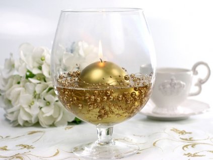 Perličky na silikonu zlaté 1,3 m 5 ks - perličková girlanda na svatební výzdobu