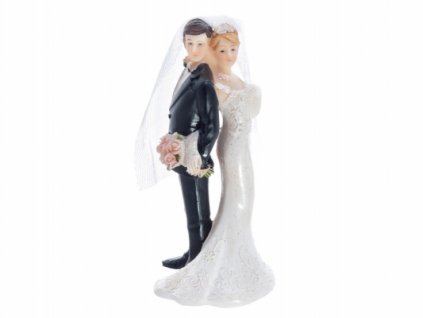 Svatební figurka Nevěsta a ženich zády k sobě
