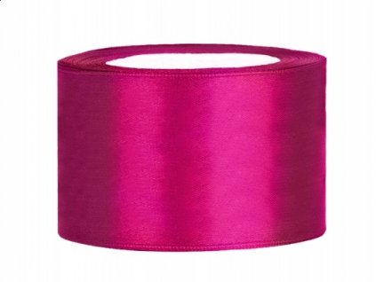 Stuha saténová fuchsiová 38 mm x 25 m - fuchsiově růžové saténové široké dekorační stuhy 3,8 cm x 25 m na svatební aranžmá, mašle, dekorace