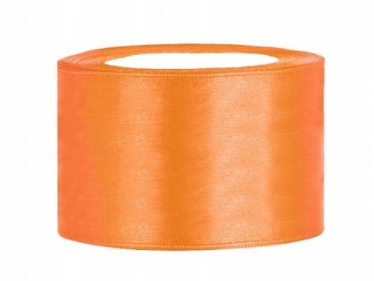 Stuha saténová oranžová 38 mm x 25 m - oranžové saténové široké dekorační stuhy 3,8 cm x 25 m na svatební aranžmá, mašle, dekorace