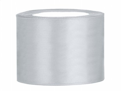 Stuha saténová stříbrná 50 mm x 25 m - široké dekorační stuhy 5 cm x 25 m