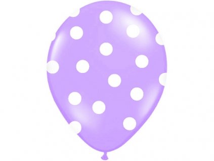 Balónek světle fialový s bílými puntíky  33 cm - nafukovací balónky na svatbu, party, oslavu