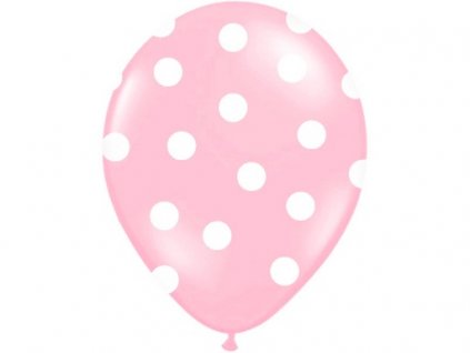 Balónek sweet světle růžový s bílými puntíky  33 cm - nafukovací balónky na svatbu, party, oslavu