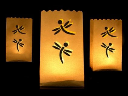 Lampionový sáček Vážky - lampionový pytlíček k dekoraci