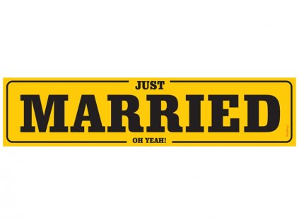 Svatební SPZ Just MARRIED sytě žlutá - SPZ na svatební auto