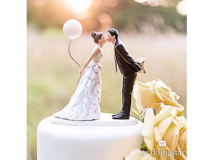 Figurka na svatební dort Novomanželé s balónkem