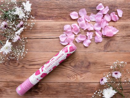 Partydeco svatební vystřelovací konfety jasně růžové plátky růží 40 cm