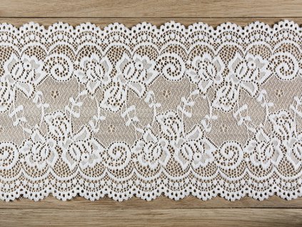 Úzká krajková šerpa na stůl 15 cm x 9 m smetanově bílá - romantická šerpa na slavnostní svatební stůl