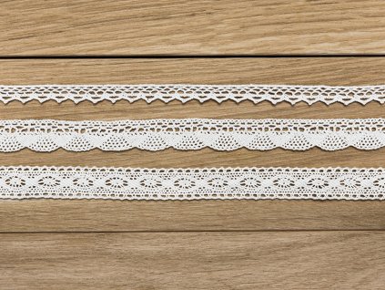 Sada krajek bílá 3 ks x 1,5 m - krajkové stuhy na vintage, rustikální svatbu