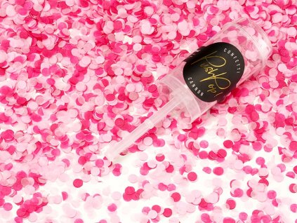 Partydeco push pop konfety růžové - vystřelovací konfetky