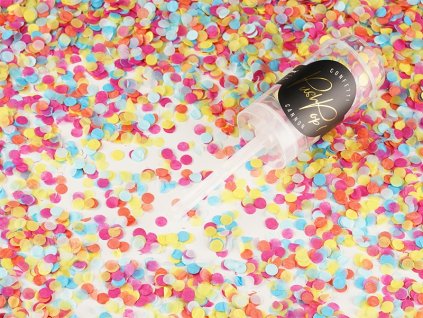Partydeco push pop konfety mix barev - vystřelovací konfetky