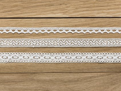 Sada krajek bílá 3 ks x 1,5 m - krajkové stuhy na vintage, rustikální svatbu
