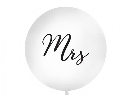 Svatební balón bílý Mrs  1 m
