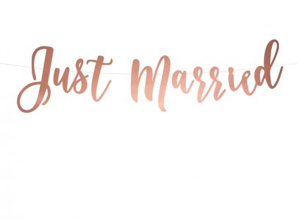 Baner Just Married růžovozlatý k zavěšení