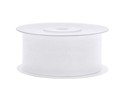 Šifónová bílá stuha 38 mm x 25 m - bílé dekorační šifónové stuhy 3,8 cm x 25 m