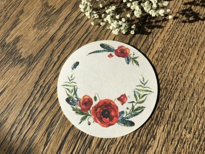 Nápojový tácek kulatý s vlčím mákem