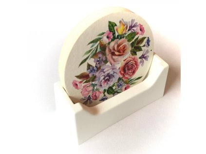 Stojánek na nápojové tácky bílý