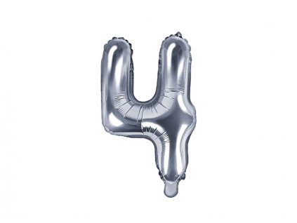 Fóliová číslice 4 stříbrná - nafukovací balónky