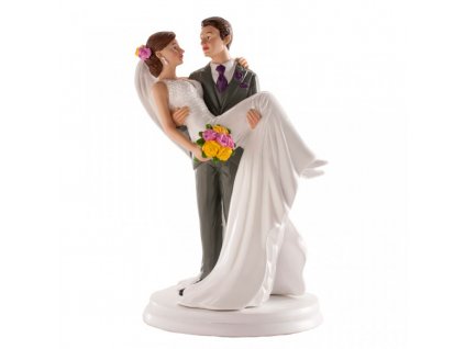 deKorace Ženich nesoucí nevěstu v náručí - svatební figurka na dort
