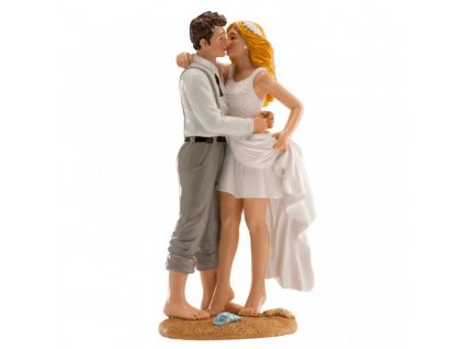 deKorace Nevěsta a ženich na pláži - svatební figurka na dort