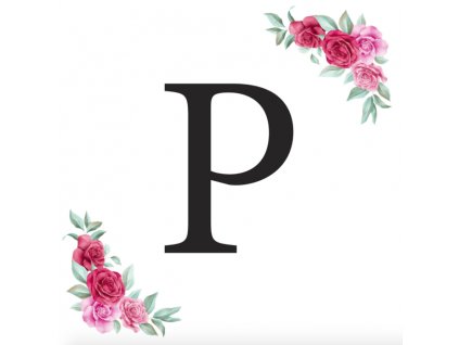 Písmeno P kartička s růžemi - písmena k sestavení jmen a nápisů