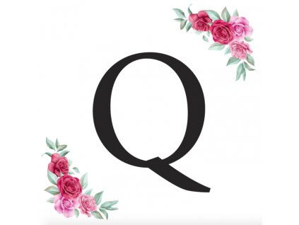 Písmeno Q kartička s růžemi - písmena k sestavení jmen a nápisů