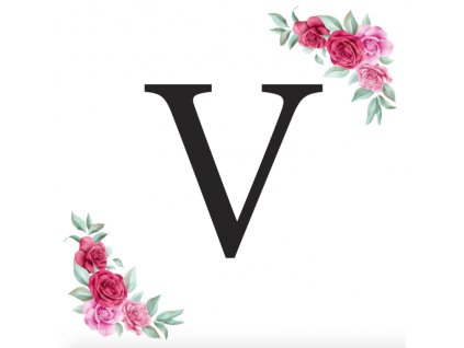 Písmeno V kartička s růžemi - písmena k sestavení jmen a nápisů