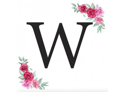 Písmeno W kartička s růžemi - písmena k sestavení jmen a nápisů