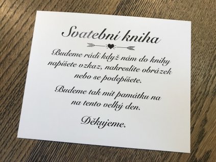 Cedulka návod ke svatební knize s šípy a srdíčkem - návody ke svatebním koutkům