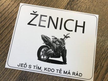 Svatební cedulka SPZ na motorku Ženich silniční motorka - SPZ na svatební motorku