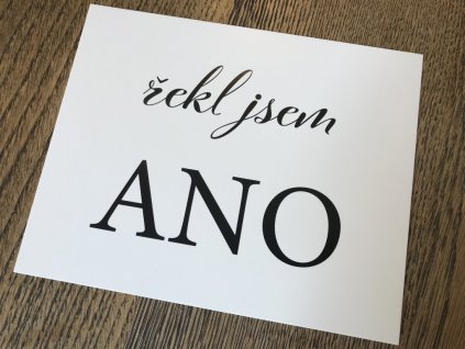 Rekvizita cedulka řekl jsem ano - české rekvizity na svatební focení
