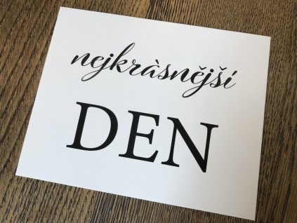 Rekvizita cedulka nejkrásnější den - české rekvizity na svatební focení