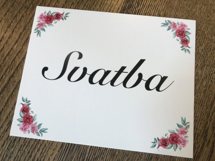 Cedulka Svatba s růžemi - cedulka na svatební výzdobu
