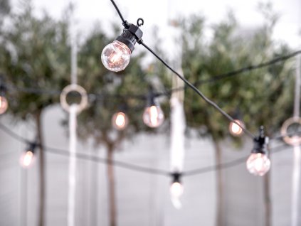 Světelný řetěz černý RETRO žárovky LED - světýlka na svatební výzdobu a dekoraci