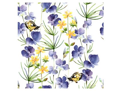 Ubrousky Blue Blossoms 20 ks - třívrstvé ubrousky 33 cm x 33 cm na slavnostní svatební tabuli