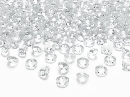 Dekorační diamanty čiré 12 mm - výzdoba svatebního stolu