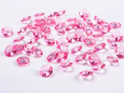 Dekorační diamanty světle růžové 12 mm - výzdoba svatebního stolu