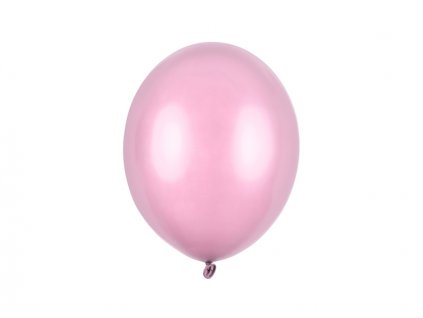Balónek růžový metalický  27 cm 100 ks - růžové nafukovací metalické svatební balónky na party, oslavu, svatbu