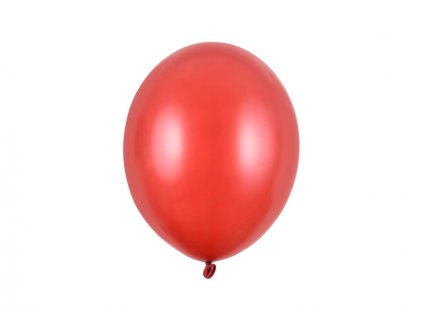 Balónek červený metalický  27 cm 50 ks - červené nafukovací metalické svatební balónky na party, oslavu, svatbu